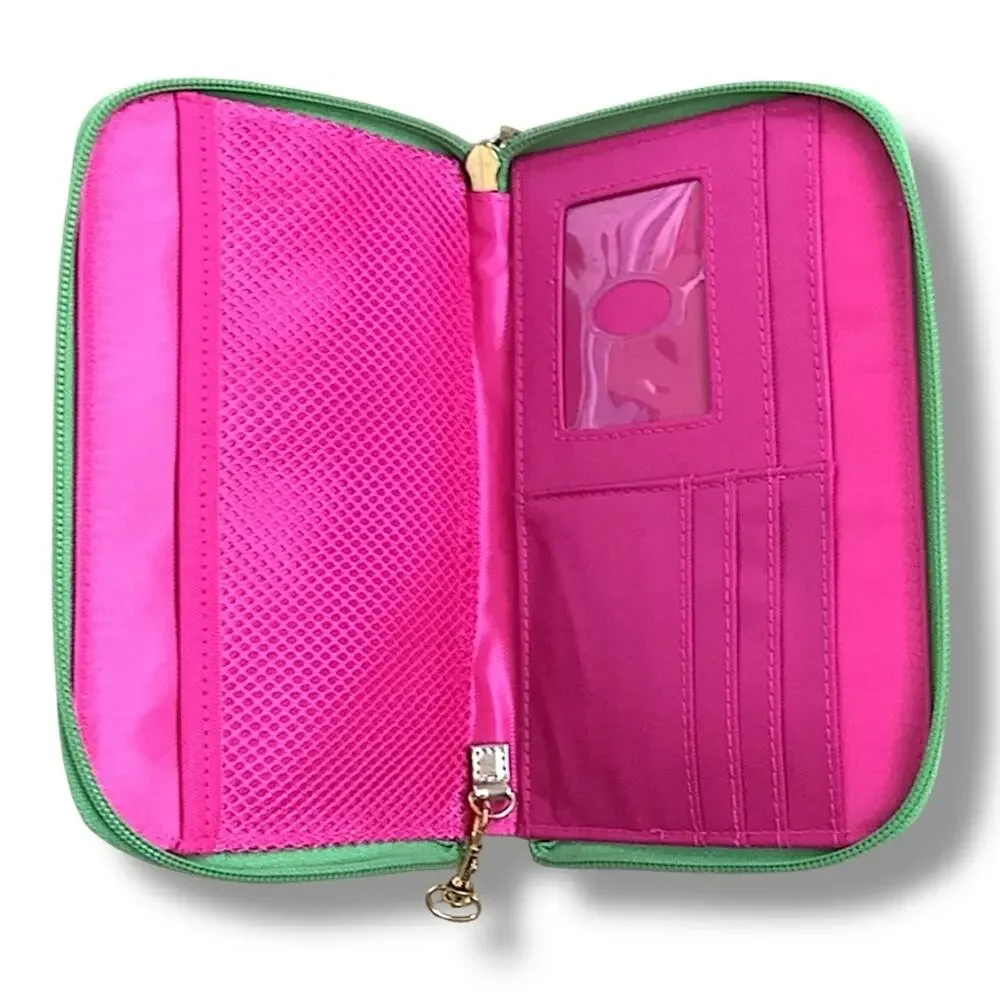 LILLY PULITZER ORIGINAL AQUA, YELLOW & GREEN ZIP WALLET